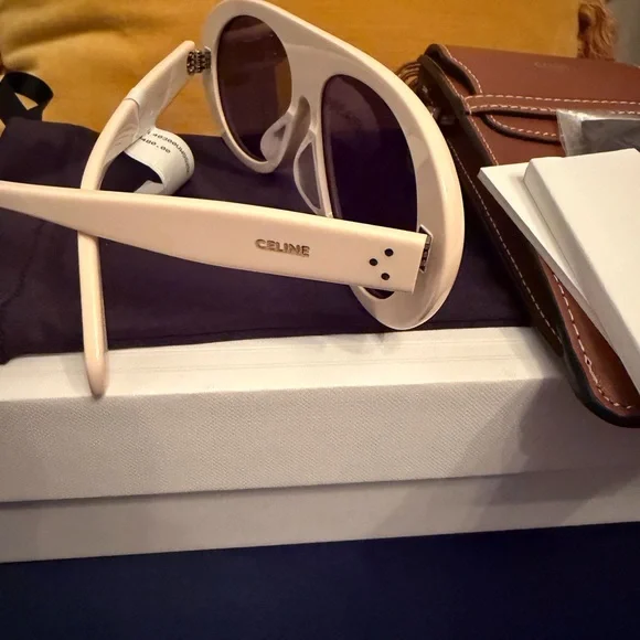 Celine Cream Oval Sunglasses - Picture 3 of 5